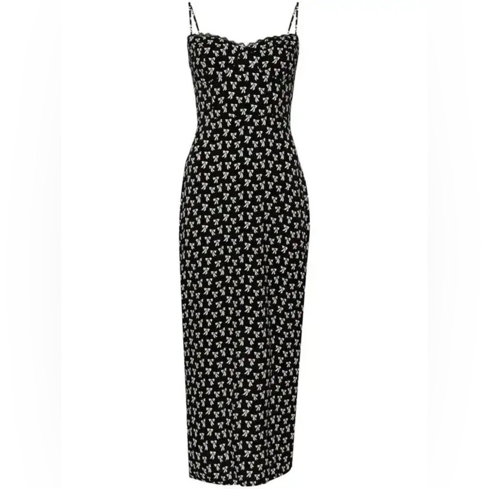 Reformation Pennington Bow-Print Midi Dress